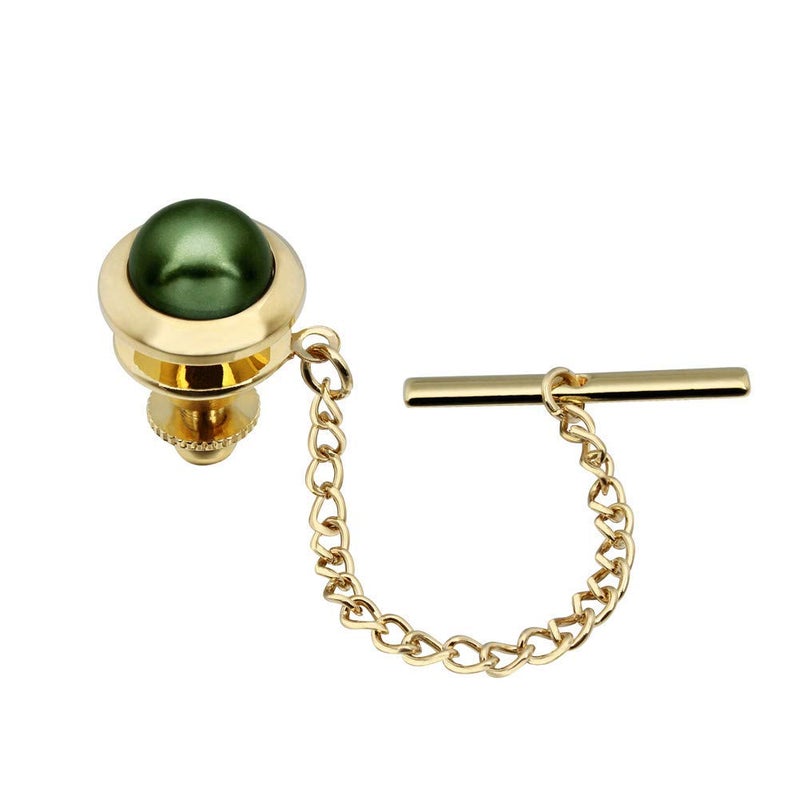 AMITER Round Gold Tie Tacks for Men Wedding Business Accessories - Faceted Pearl in Rich - Image 3